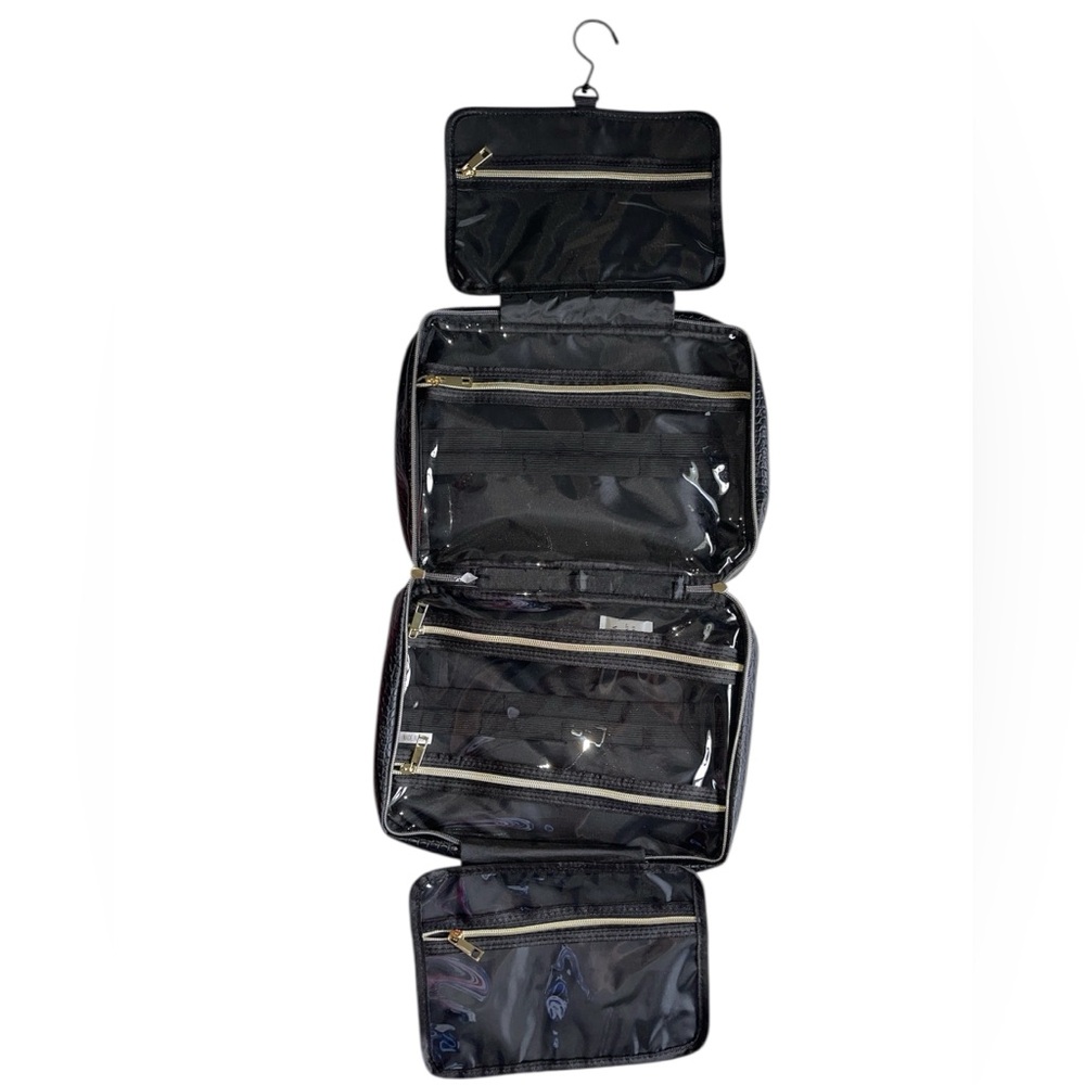 Dot & Dot Black Vegan Leather Travel Toiletry & Makeup Organizer Bag NWT - Picture 7 of 10